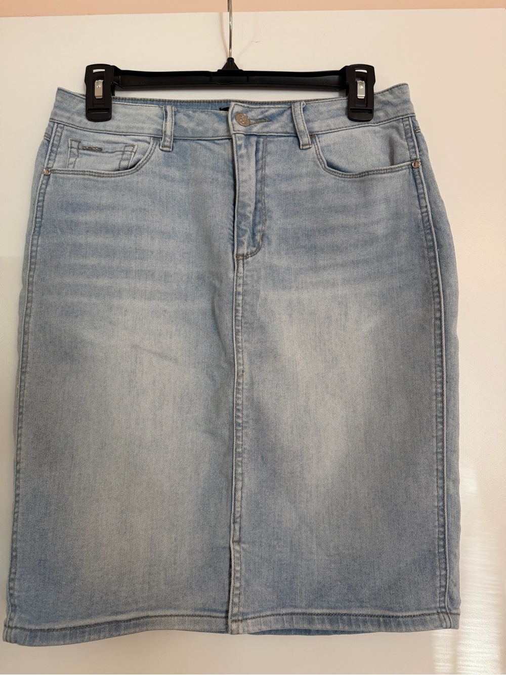 bebe Light Blue Straight Denim Skirt